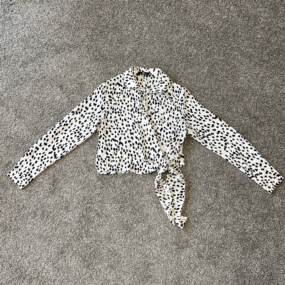 Missguided Animal Print Wrap Blouse Size 8 - Picture 2 of 4